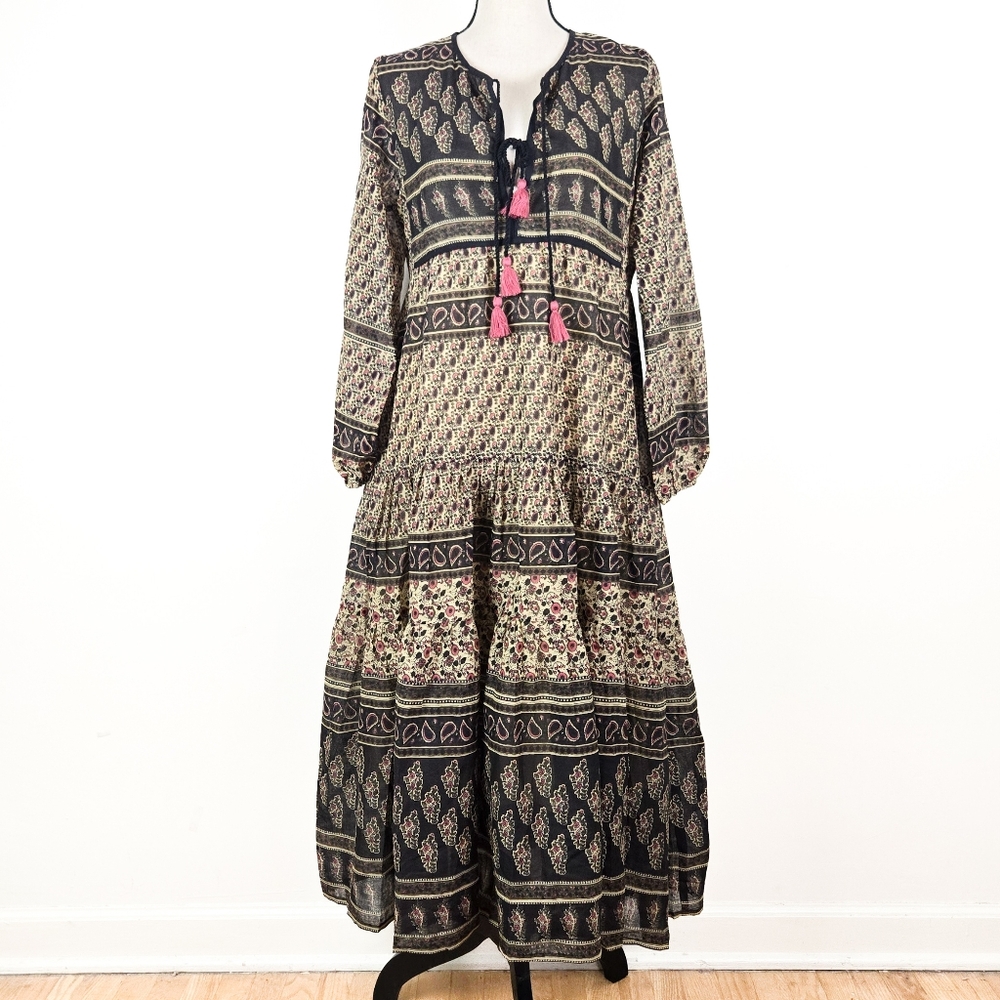 NWT Blue Boheme Kayla 100% Cotton Midi Dress, Vintage Brown